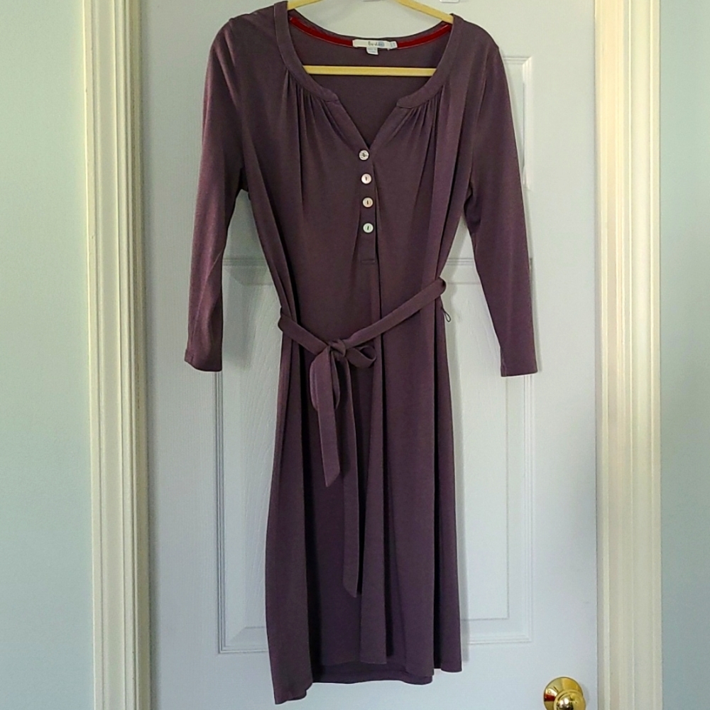 Boden Henley Dress Gray Jersey SIZE 8